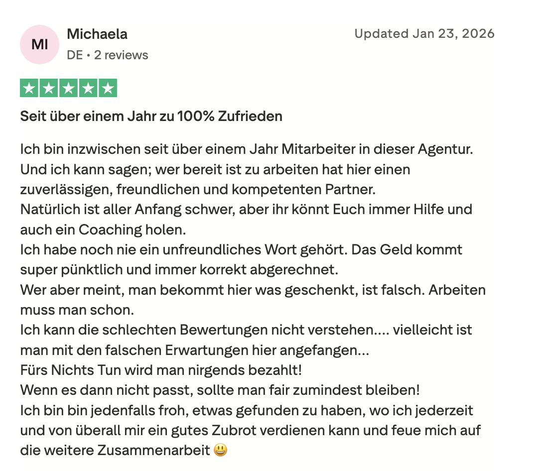Trustpilot review screenshot